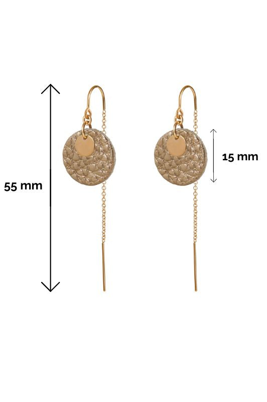 Earrings mini eye on you*leather gold filled*ear chain