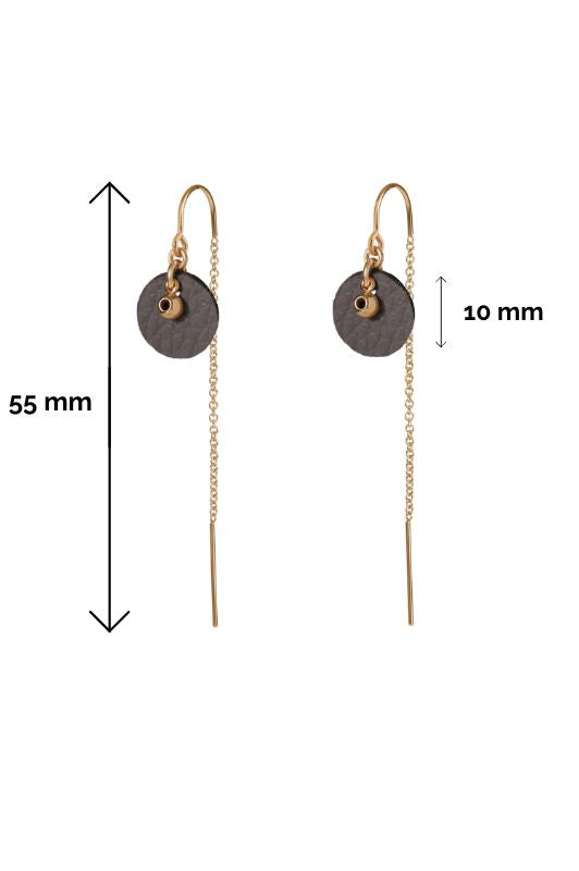 Earrings see through beautiful*leather gold filled*ear chain