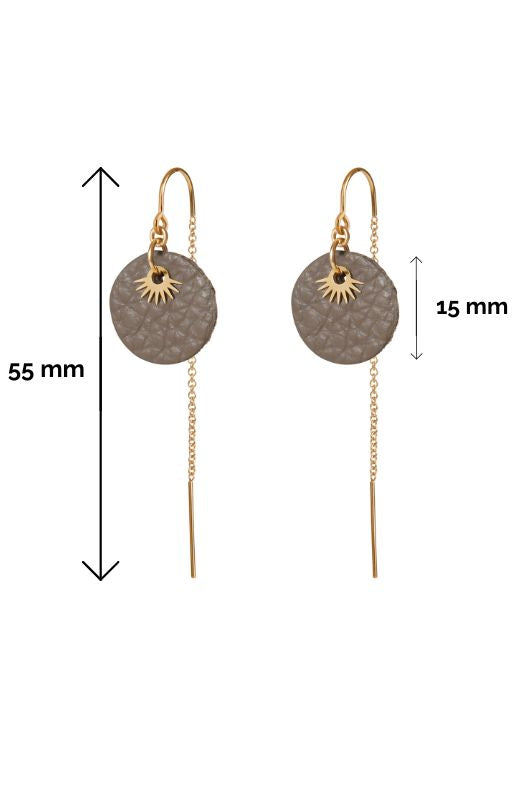 Earrings mini eye in love*leather gold filled*ear chain
