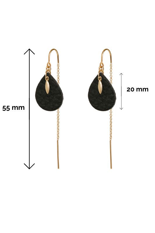 Spiky mini me earrings*leather gold filled*ear chain