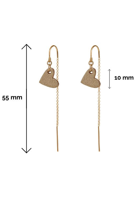 Earrings true to your heart*leather gold filled*ear chain