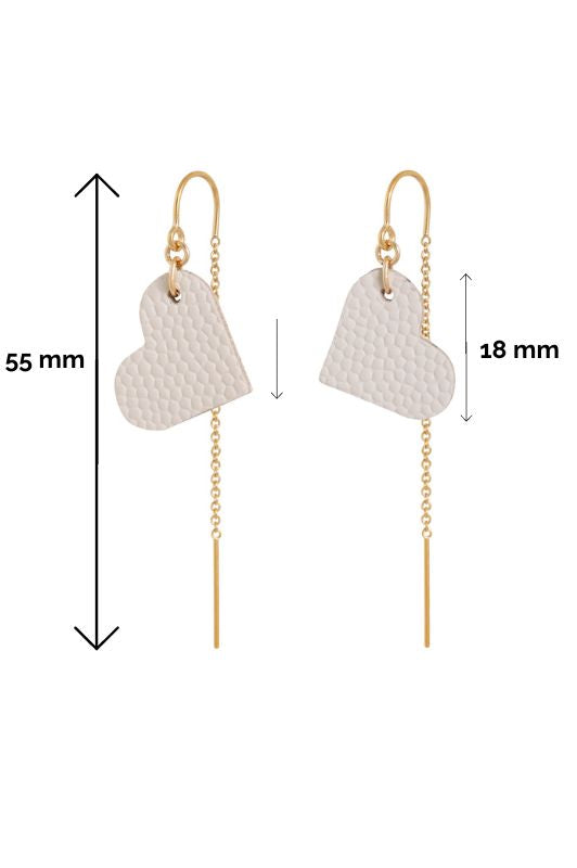 Earrings true love*leather gold filled*ear chain