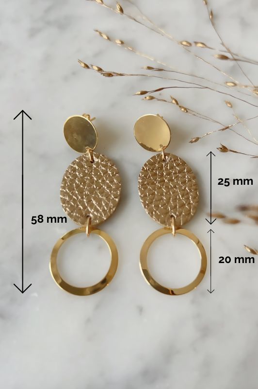 Earrings big love*leather gold filled*basic