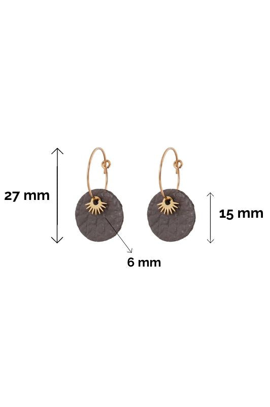 Earrings mini eye in love*leather gold filled*basic