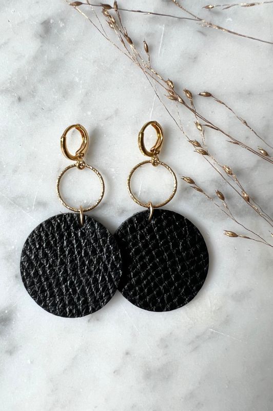Earrings coco love*leather gold filled