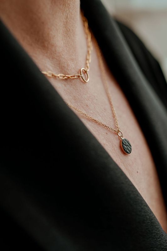 Necklace julia's mini me*leather gold filled