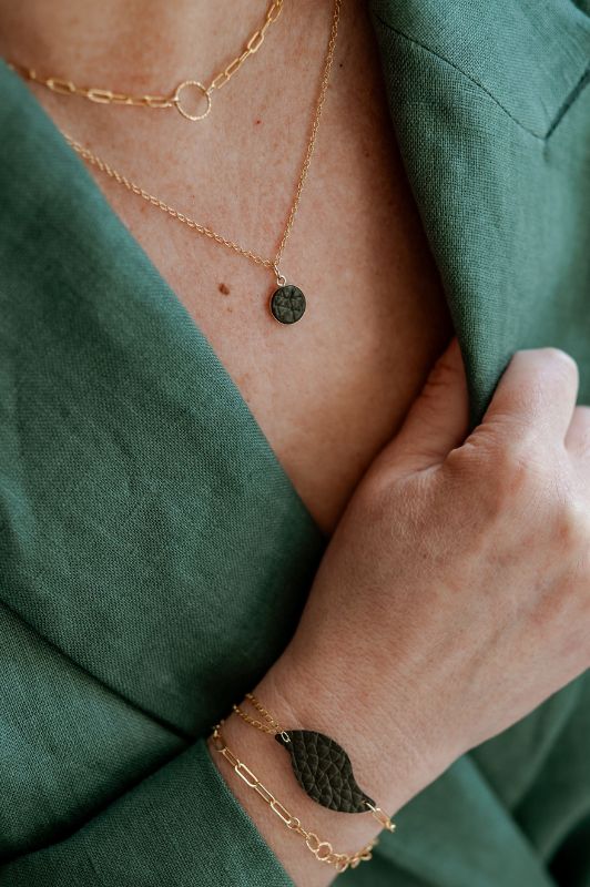 Necklace julia's mini me*leather gold filled