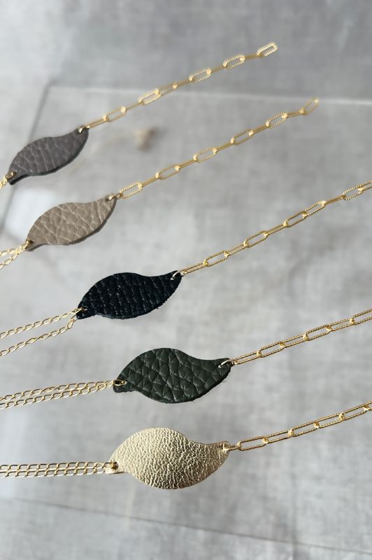 Armband take your wave*leer gold filled