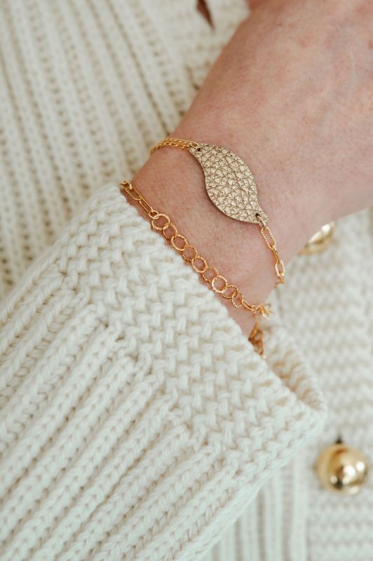 Armband take your wave*leer gold filled