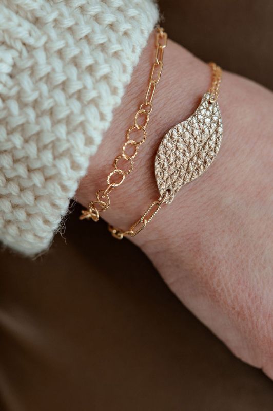 Armband take your wave*leer gold filled