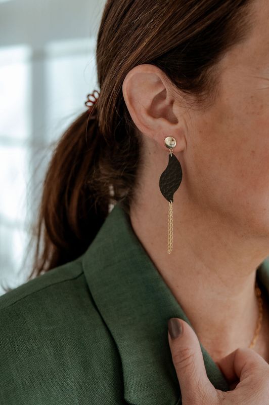 oorbellen take your wave*leer gold filled