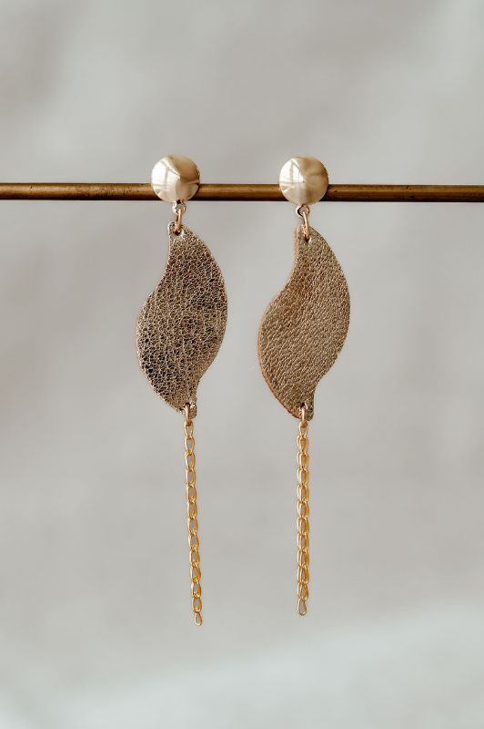 oorbellen take your wave*leer gold filled