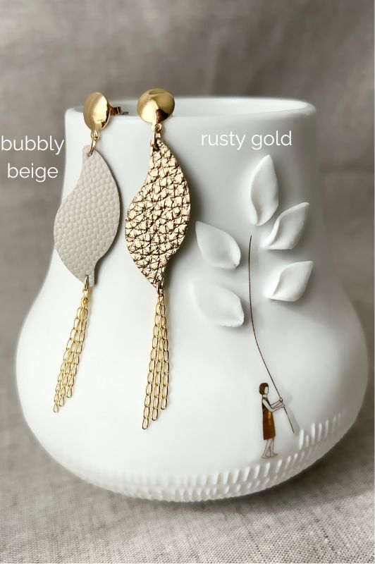 oorbellen take your wave*leer gold filled