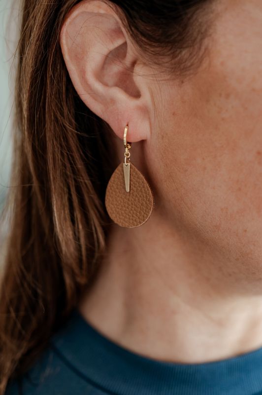 Oorbellen spiky little love*leer gold filled*clip