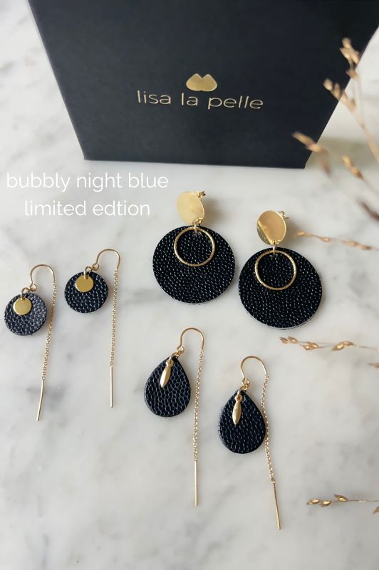Spiky mini me earrings*leather gold filled*ear chain