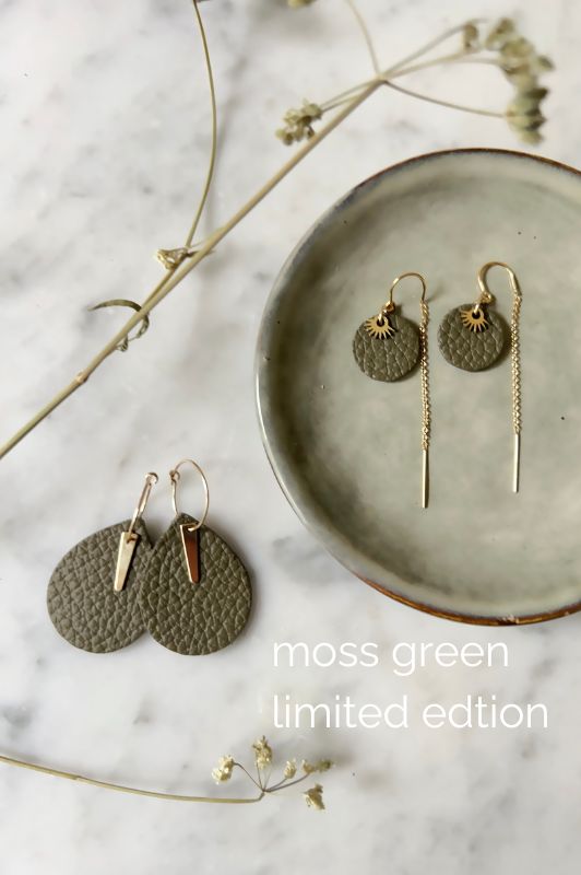 Earrings julia's mini me*leather gold filled*basic