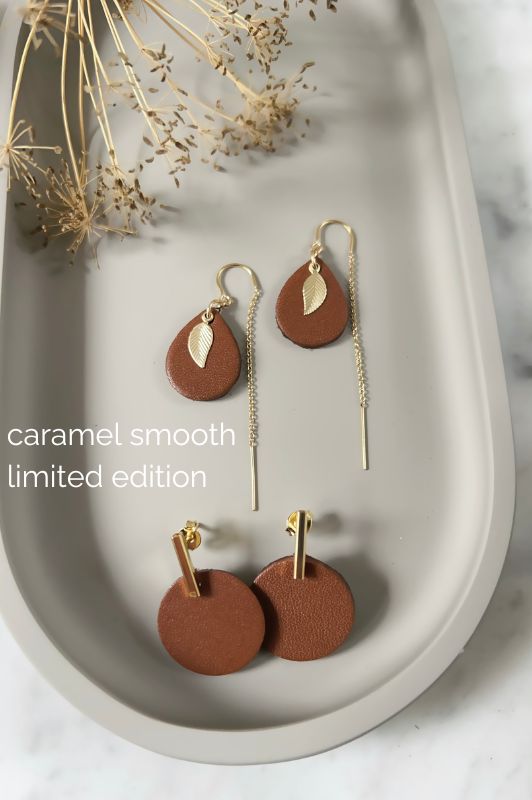 Earrings confetti namaste*leather gold filled