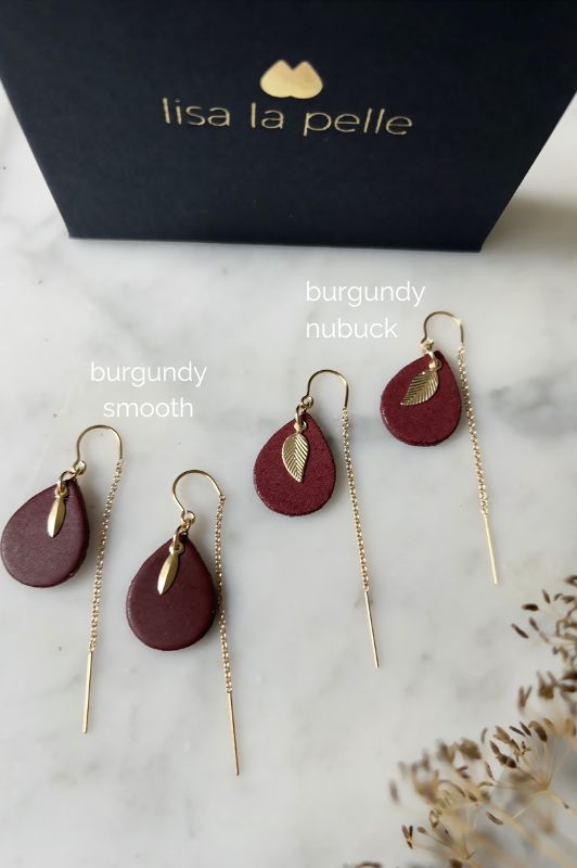Spiky mini me earrings*leather gold filled*ear chain