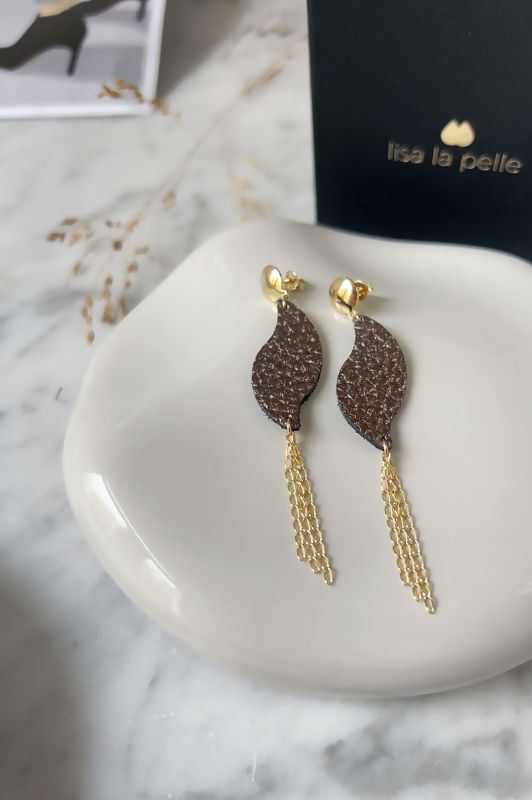 oorbellen take your wave*leer gold filled