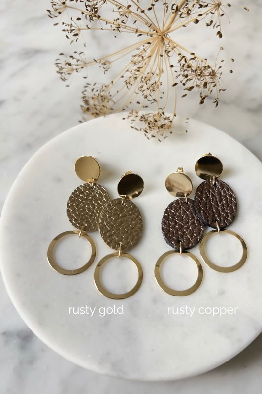 Earrings big love*leather gold filled*basic