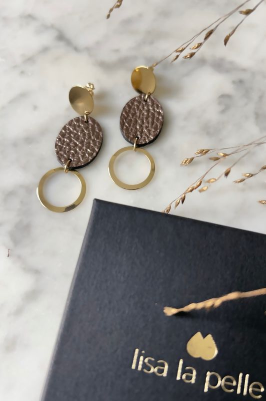 Earrings big love*leather gold filled*basic