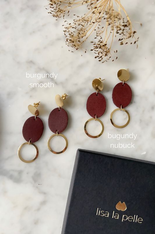 Earrings big love*leather gold filled*basic