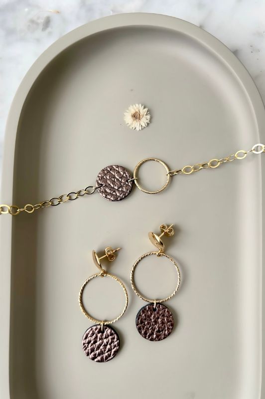 Bracelet mini eye*leather gold filled