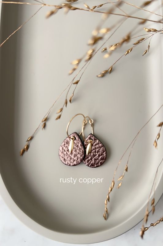 Earrings spiky mini me*leather gold filled*basic