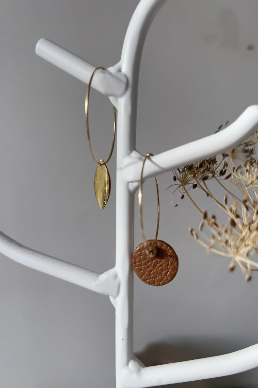 Sample sale* oorbellen leaf mix mini eye* teddy brown