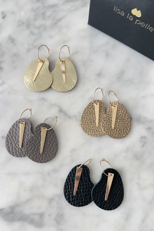 Earrings spiky with grace*leather gold filled