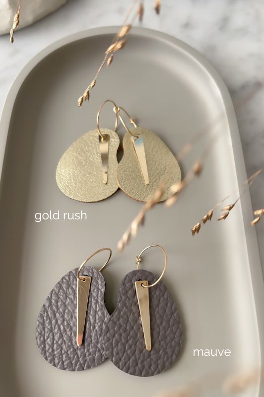 Earrings spiky with grace*leather gold filled