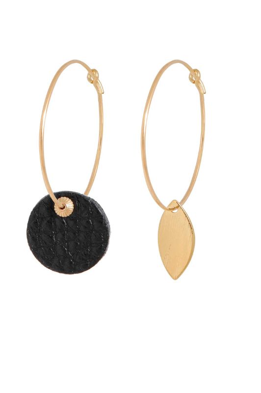 Sample sale* oorbellen leaf mix mini eye* black