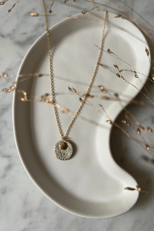 Ketting mini eye on you*leer gold filled