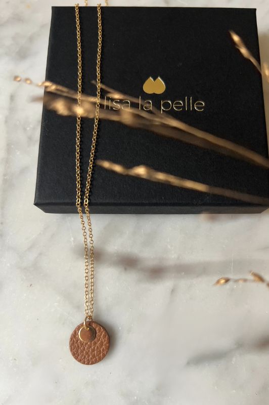 Necklace mini eye on you*leather gold filled