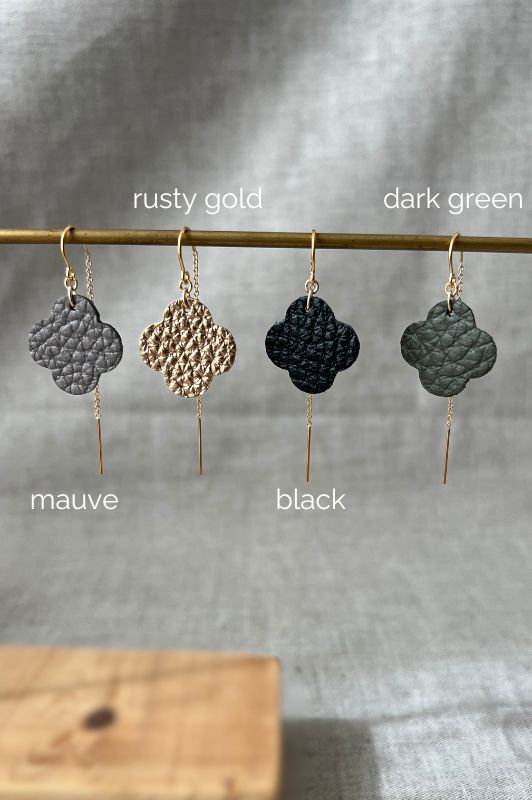 Earrings julia's mini me*leather gold filled*basic
