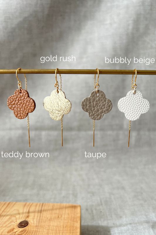 Earrings julia's mini me*leather gold filled*basic