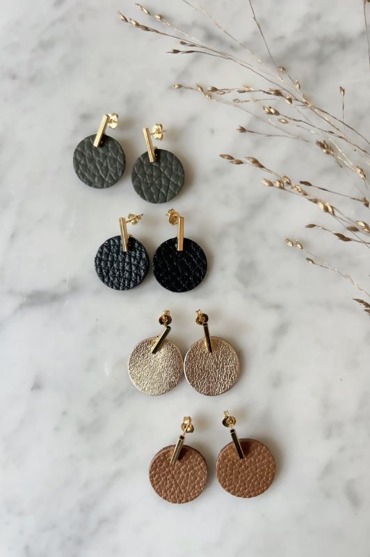 Earrings confetti namaste*leather gold filled