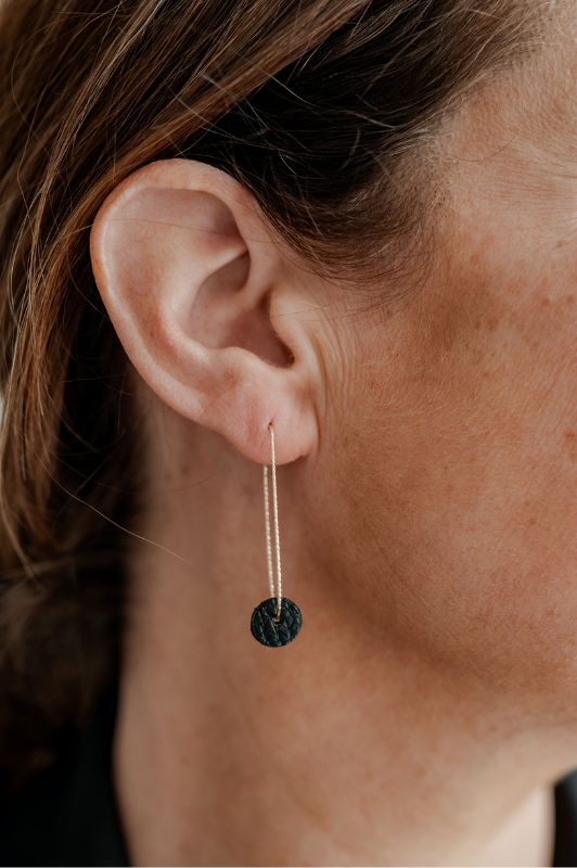 Earrings julia's mini me*leather gold filled*basic