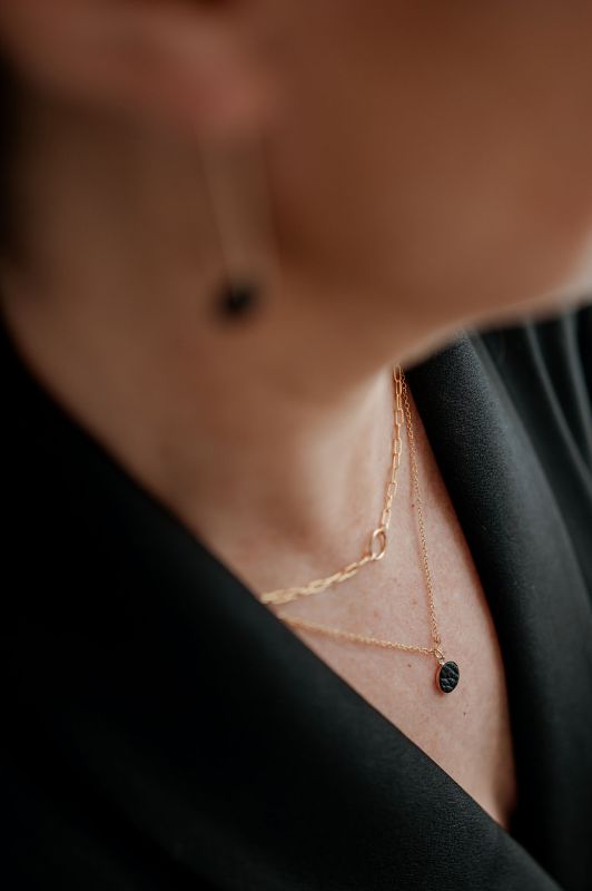Oorbellen moo swing*leer gold filled