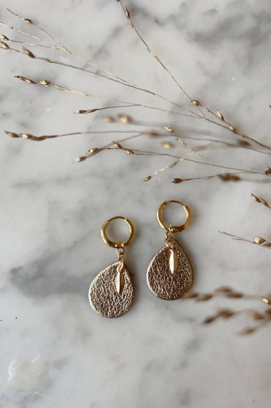 Oorbellen spiky mini me*leer gold filled*clip