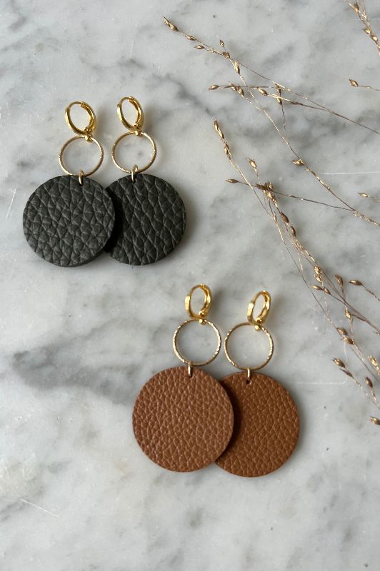 Earrings coco love*leather gold filled