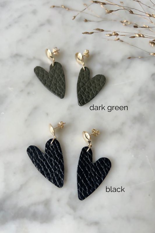 Earrings big love*leather gold filled*stud