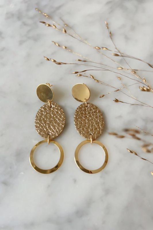 Earrings big love*leather gold filled*basic