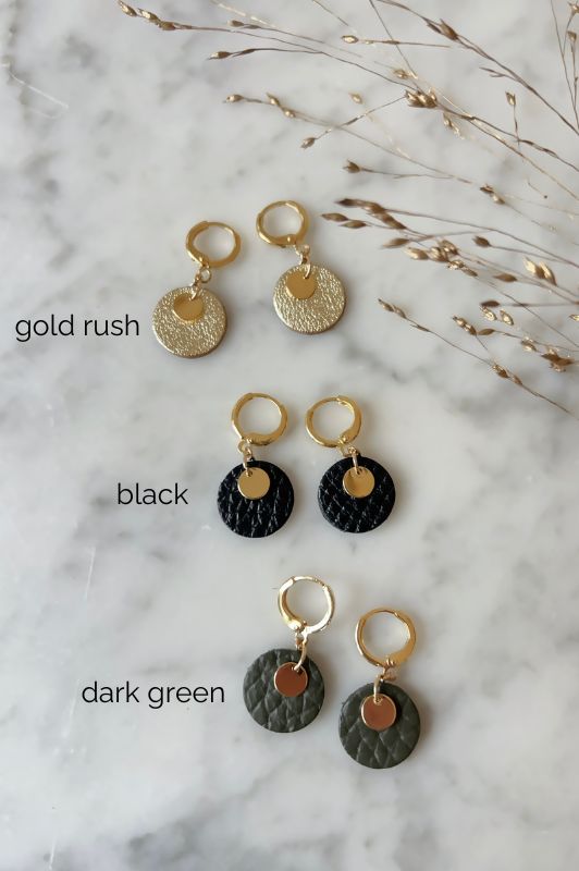 Earrings mini eye on you*leather gold filled*clip