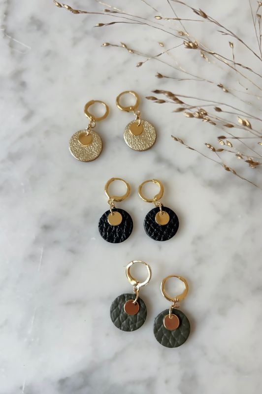 Oorbellen mini eye on you*leer gold filled*clip