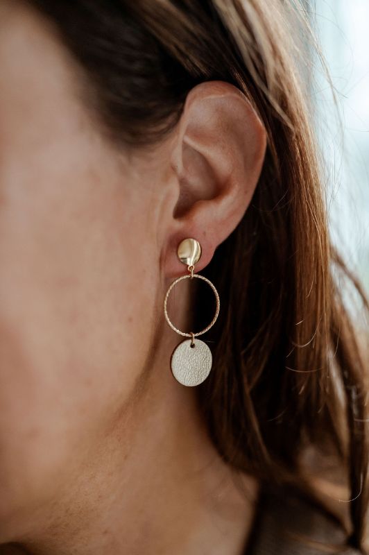 Earrings big love*leather gold filled*basic