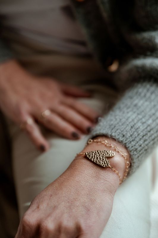 Bracelet big love*leather gold filled