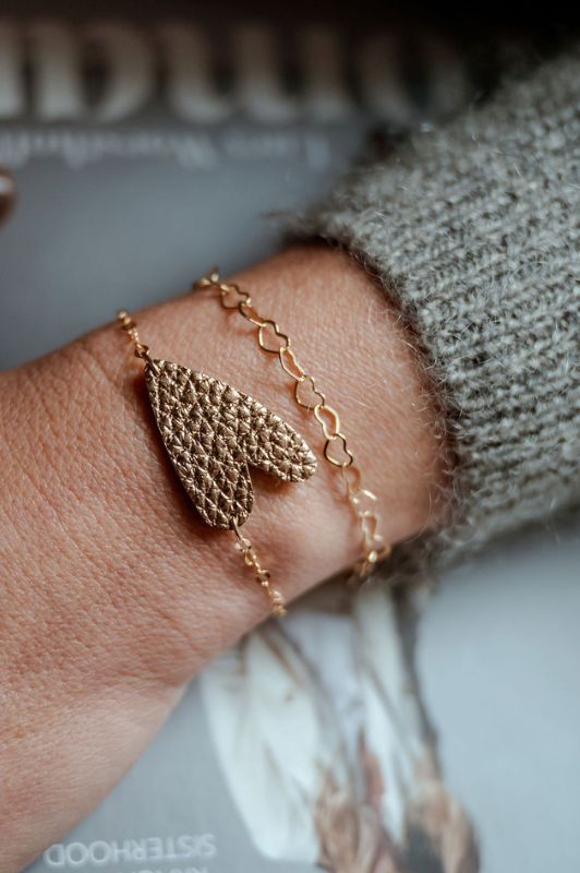 Bracelet big love*leather gold filled