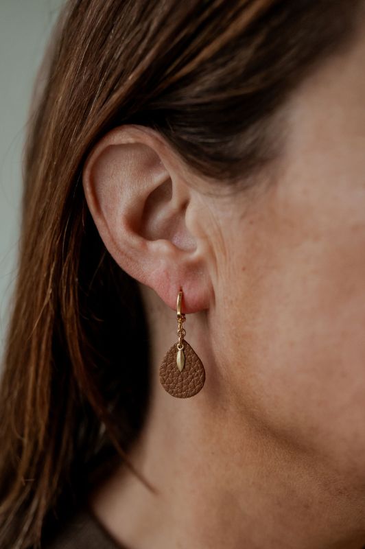Earrings spiky mini me*leather gold filled*clip
