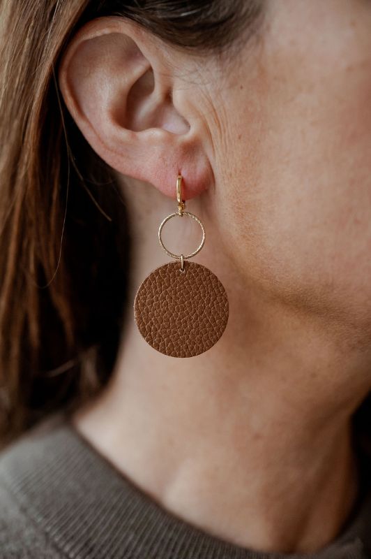 Earrings coco love*leather gold filled